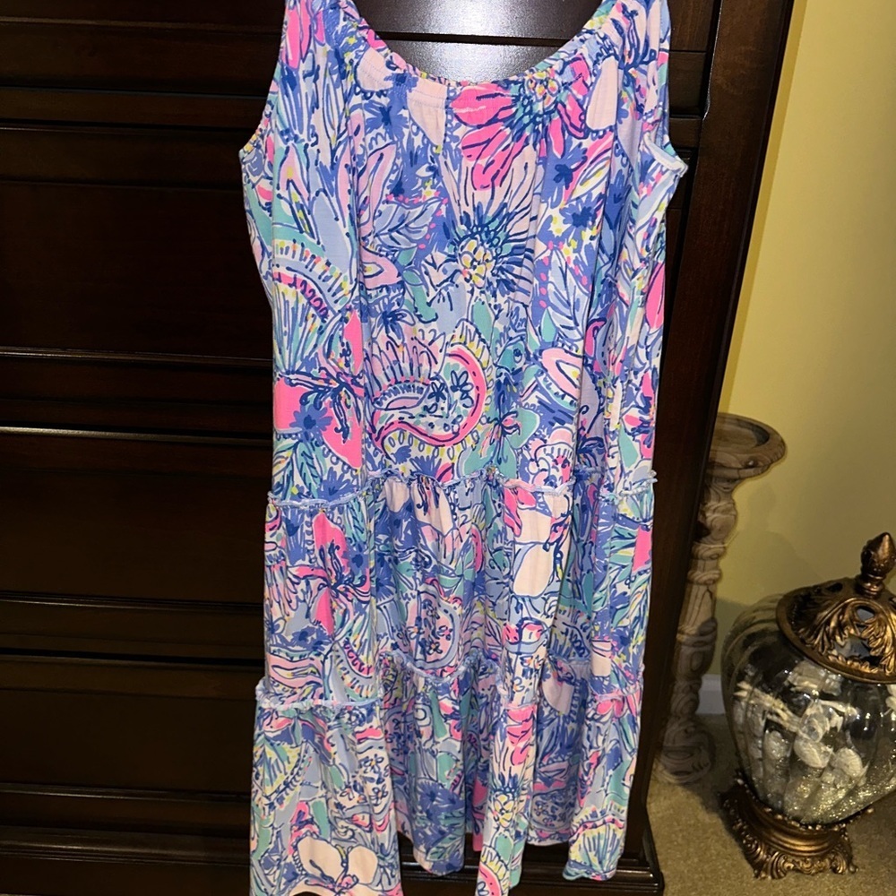 Lilly Pulitzer Blue and Pink Floral Tiered Sundress - Picture 8 of 10